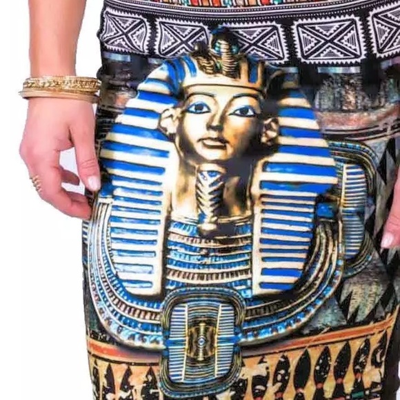 Sexy Black King Tut Stretchy Mummy Pull on Knee Body con Pin Up Pencil Skirt New - Picture 3 of 4